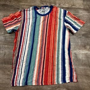 PacCares by Pacsun Blue Vertical Stripe T-Shirt Size Medium